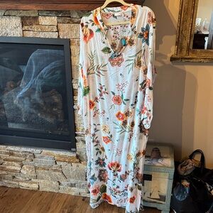Johnny Was White Floral Maxi Dress